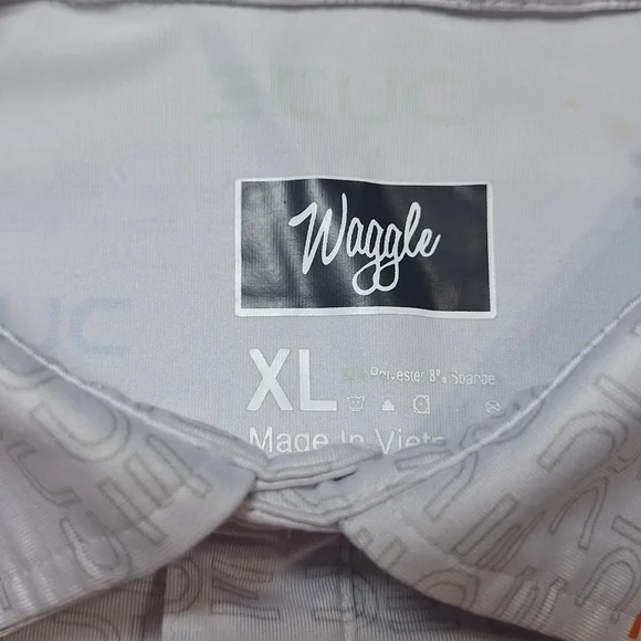Waggle Polo Golf Shirt DUDE Wipes Men's Multicolor Size XL Polyester Spandex - Picture 4 of 6